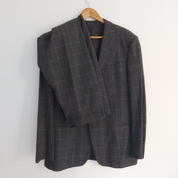 Giorgio Armani / Suit 100% Wool Plai, Sz 44R - Picture 1 of 12
